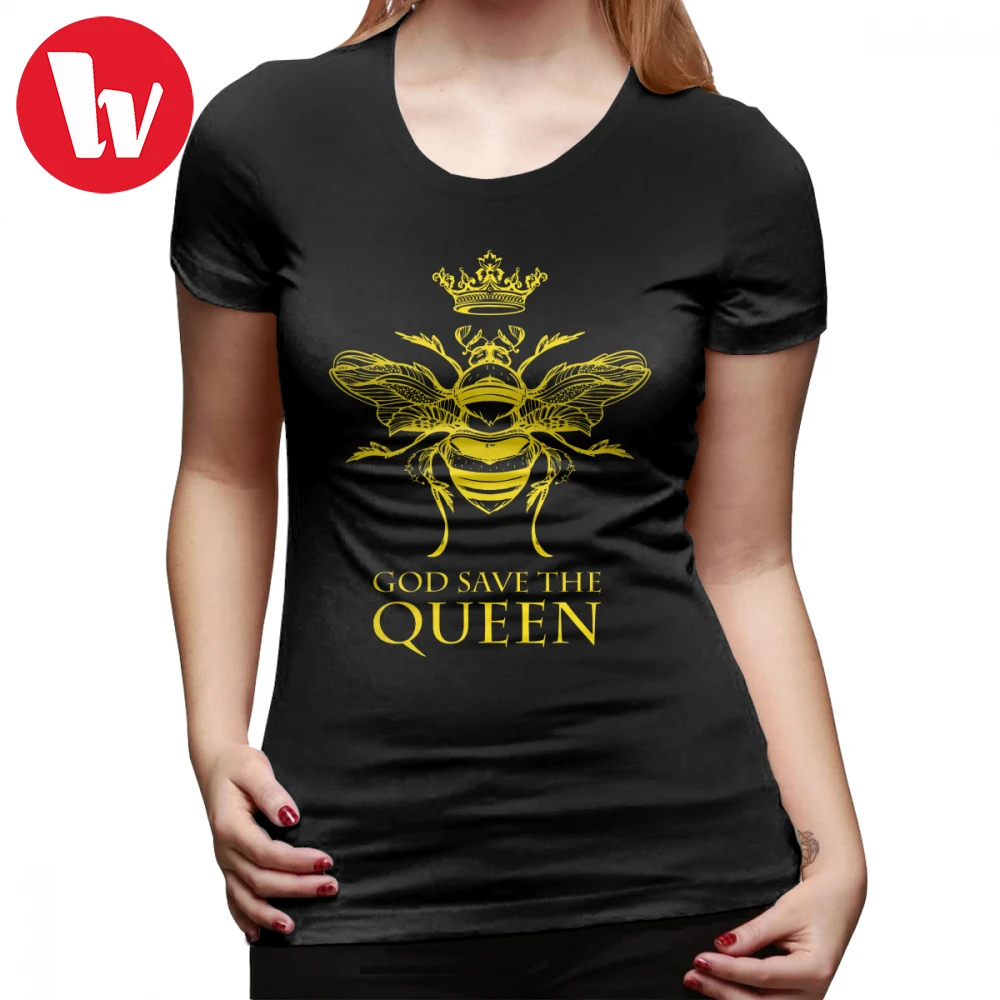 God Save The Queen футболка Bee Графический Футболка с круглым вырезом для женщин больших