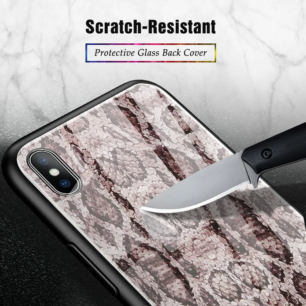 KISSCASE Змеиный узор чехол для iPhone 6 7 8 Plus 6S закаленное стекло XS MAX XR Apple задняя крышка |