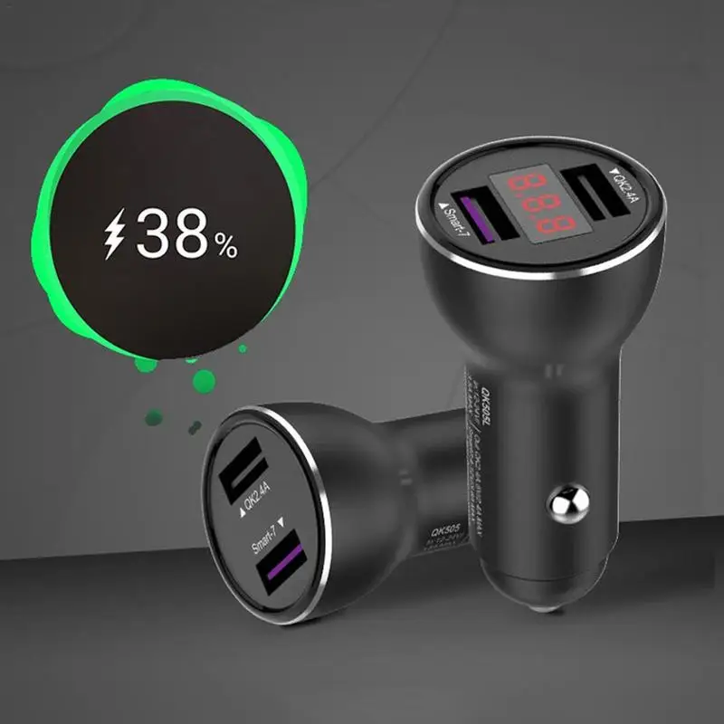New Car Charger with Colored Lights for HUAWEI P20 Fast Charging OPPO VOOC Flash Dual Port USB Vehicle | Автомобили и мотоциклы