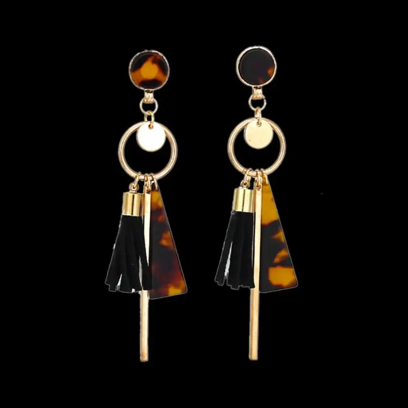 Модные элегантные серьги из сплава с кисточками ацетата|Серьги-подвески| |