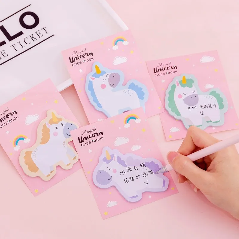 Милый клейкий блокнот Kawaii Rainbow с единорогом липкими нотами для офиса школы