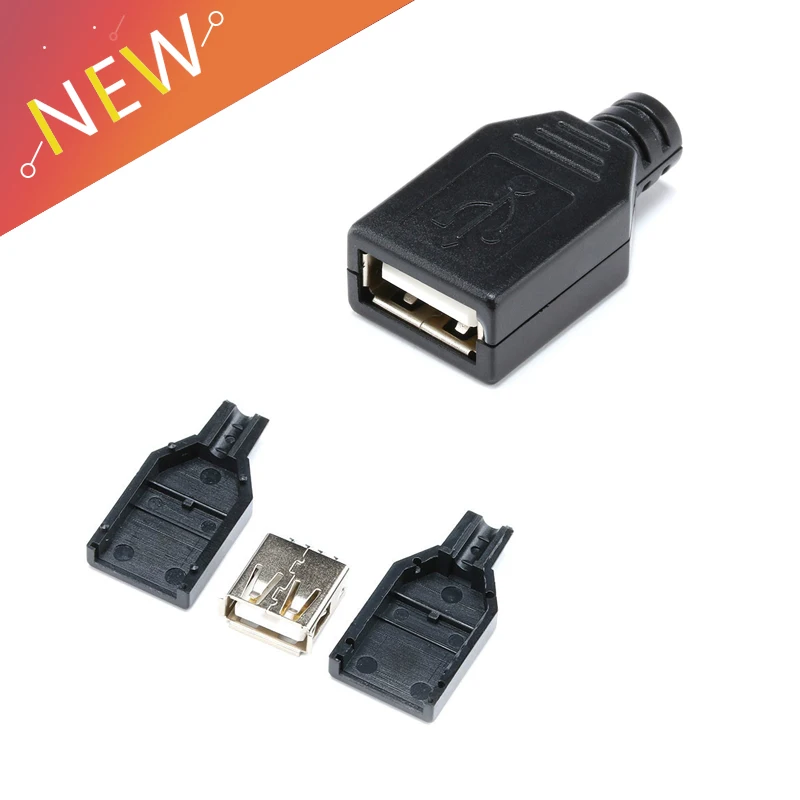 5pcs Power Connector Female USB 2.0 Type A 4 Pin Plug Socket For DIY Adapter PCB SDA Data Cable Line | Обустройство дома