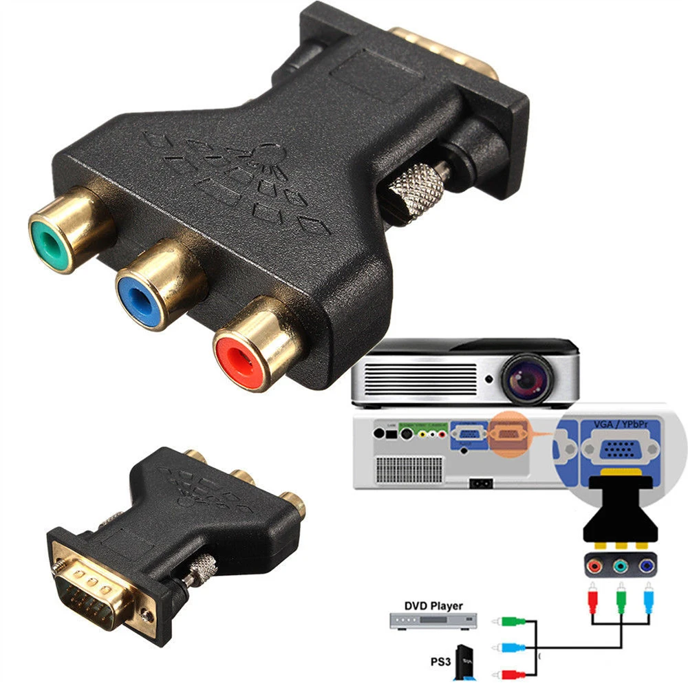 RCA VGA Соединительный конвертер 3 коаксиальный rgb разъем видео Женский HD 15 Pin Стиль