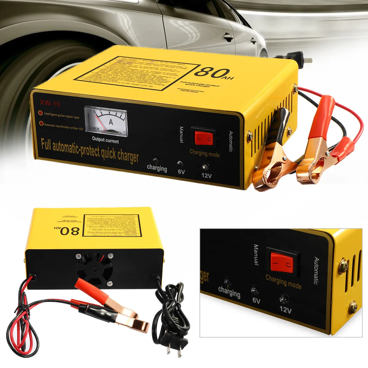Штепсельная вилка США 6V/12V 80Ah 140W автоматическое интеллектуальное автомобильное