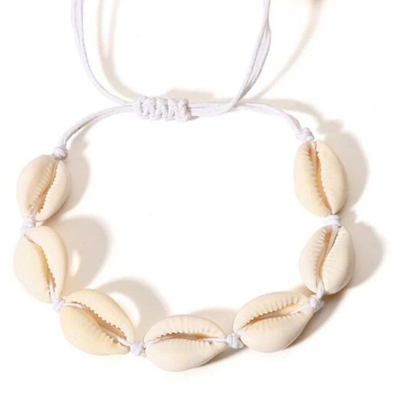 Hot New Arrival 1PC Handmade Men Rope Graceful Shell Black Natural Seashell White Bead Adjustable Unique knit Women Bracelet | Украшения и