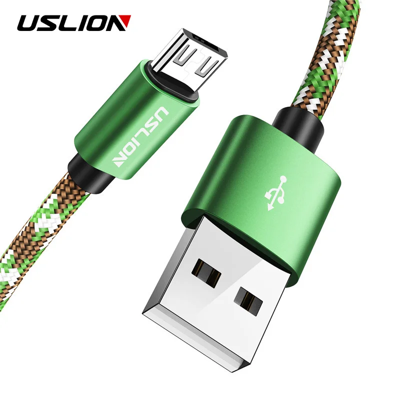 USLION 2.1A нейлоновый Кабель Micro USB в оплетке камуфляж кабель для зарядки и передачи