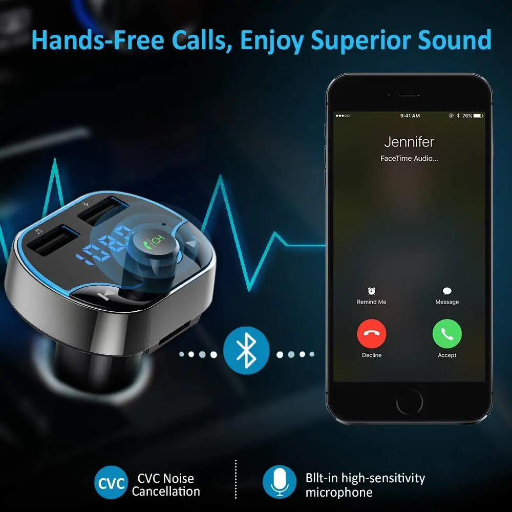 Bluetooth fm-передатчик зарядное устройство беспроводной радиопередатчик