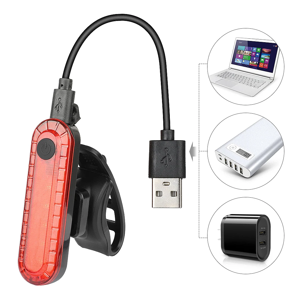 USB Rechargeable Bike Light Rear 4 Modes Flashlight MTB Road LED Back Lamp for Cycling Safety Warning Lights | Спорт и развлечения