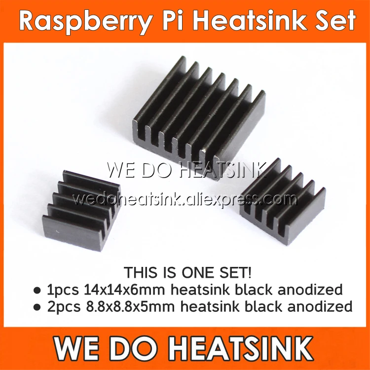 

2sets DIY Aluminum Black Anodized Heatsink Radiator Cooler Kits For Raspberry Pi