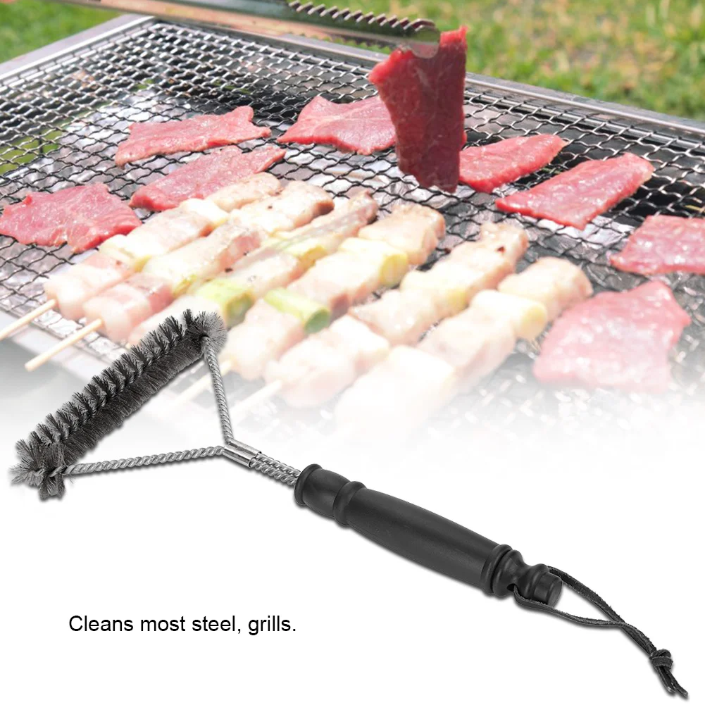 Инструмент для барбекю, щетка для гриля, мощный кухонный очиститель барбекю из нержавеющей стали, безопасная проволочная щетина