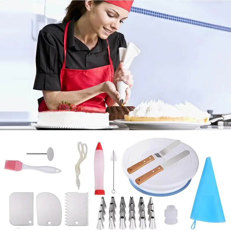 

37pcs/set Cake Decorating Supplies Turntable Piping Tip Nozzle Pastry Bag DIY Plastic Baking Tool Dropshipping