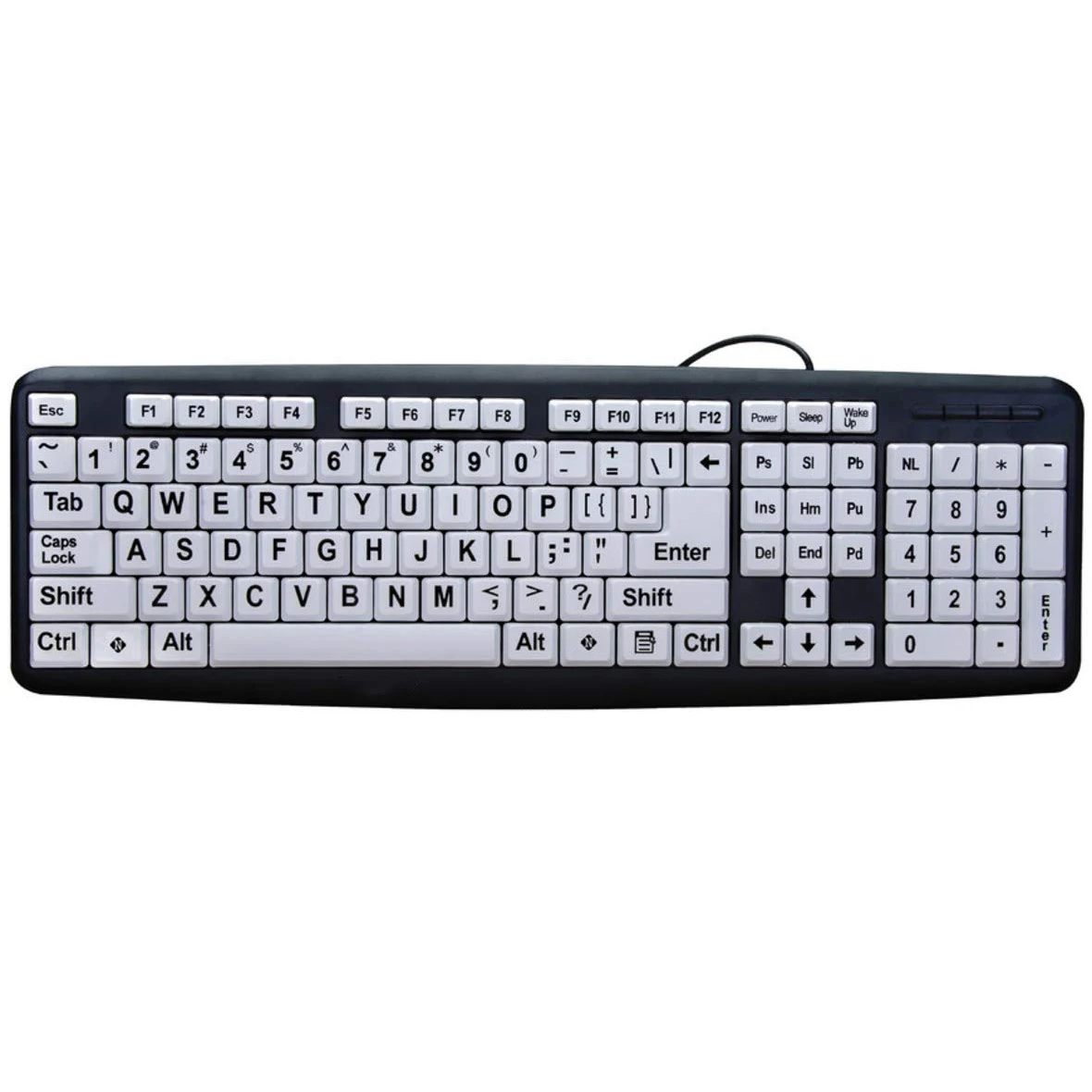 Large Print Computer Keyboard With White Keys &amp Black Letters For Visually Impaired | Компьютеры и офис