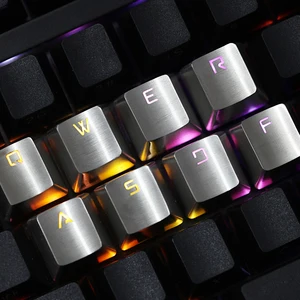 teamwolf stainless steel MX Keycap silver color metal keycap for
mechanical keyboard gaming key qwer asdf light through back lit