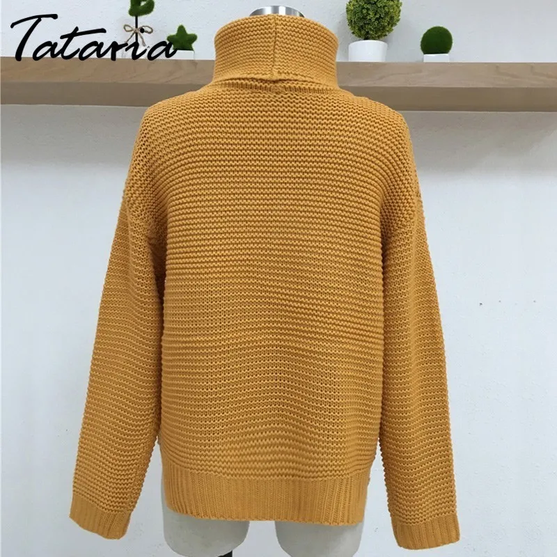 Women's Jumper Turtleneck Sweater Pullover Warm Christmas Coarse thick Winter Cable Knitted Oversized | Женская одежда