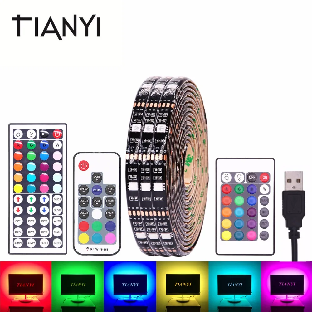 RGB Светодиодная лента Водонепроницаемая 5050 DC 5V USB Гибкая неоновая подсветка с