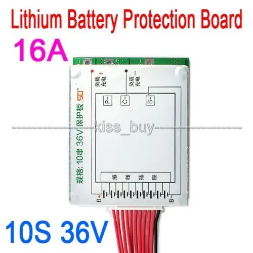 Плата защиты литий-ионного аккумулятора 10S, 36 В, 16 А, 18650