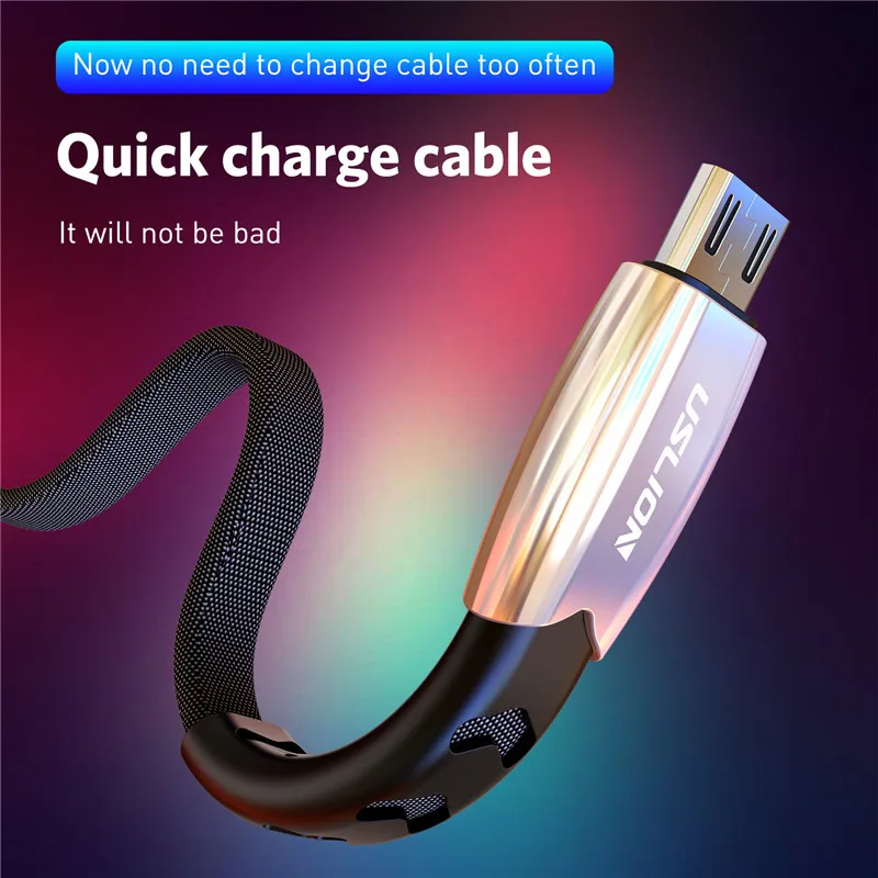 USLION Micro USB зарядное устройство кабель для быстрой зарядки samsung Xiaomi huawei Microusb