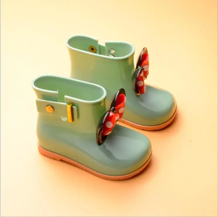 KidsSpringWINTER baby girls Rain Boots Warm Beauty Bow Rainboots Fashion soft Rubber Shoes Toddler Kids Jelly shoesWaterproof | Детская