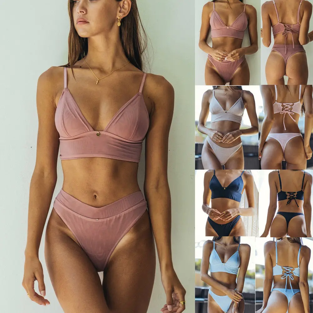 Новинка 2019 сексуальное бикини Женский бандажный купальник с вырезами на спине