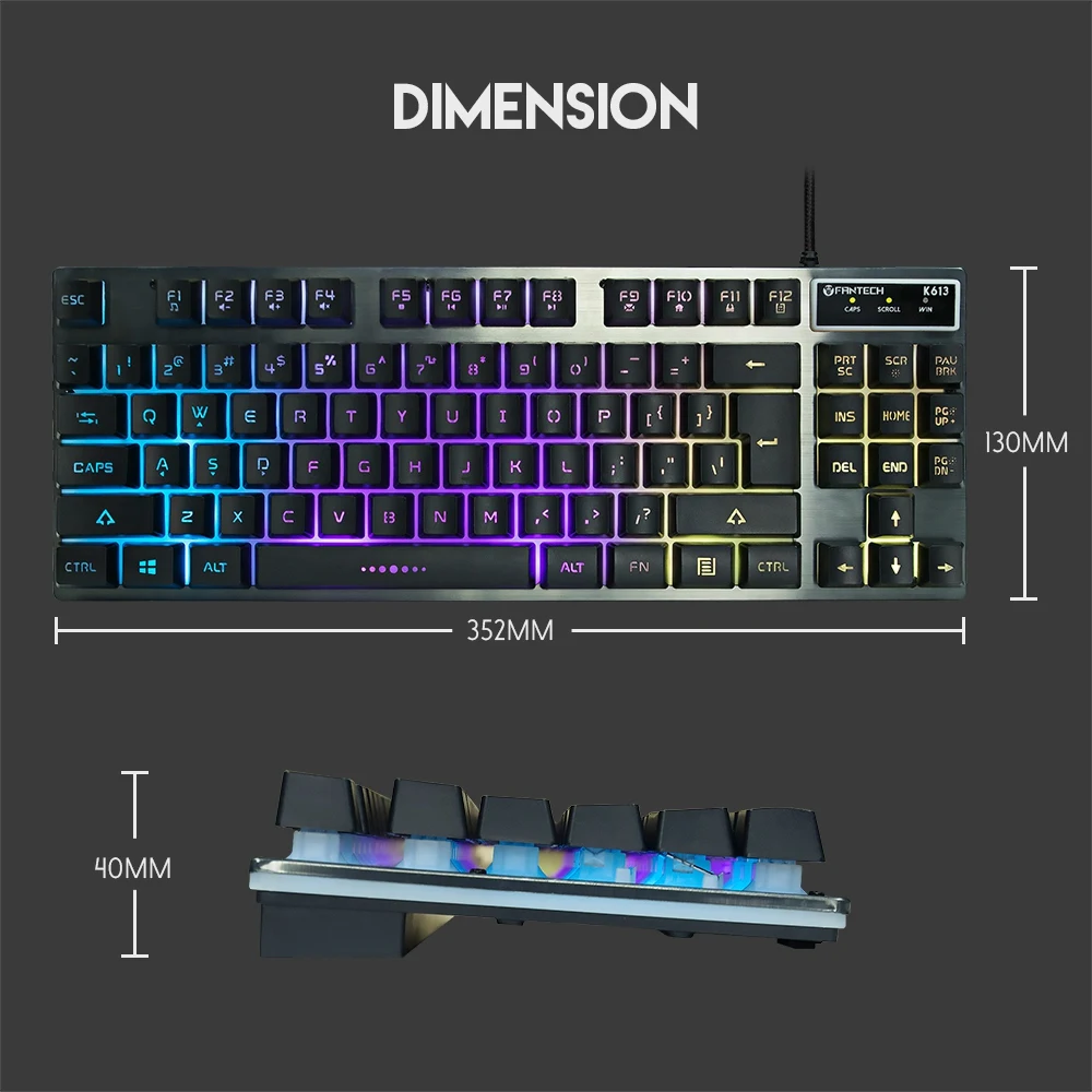 Профессиональная Usb игровая клавиатура с подсветкой Fantech K613 проводная 87