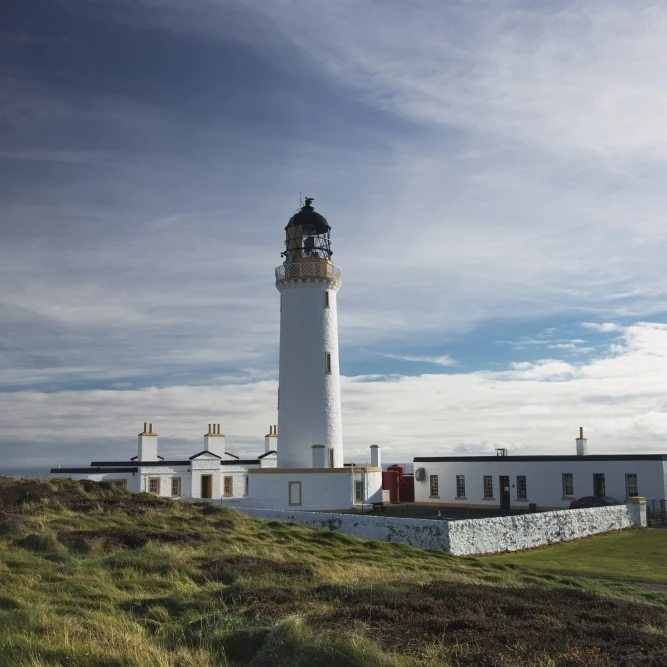 Великобритания Шотландия Dumfries и Galloway белый маяк на побережье плакат печать (19x12) |