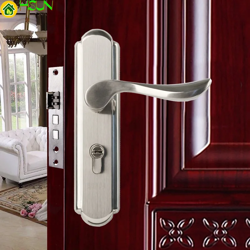 

European Lock Have Hold Hand Lock Stainless Steel Panel Hand Hardware Double Tongue Indoor Lock Polishing Technology