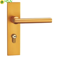 space aluminum golden mute lock indoor lock have bedroom door toilet lock double tongue hand lock