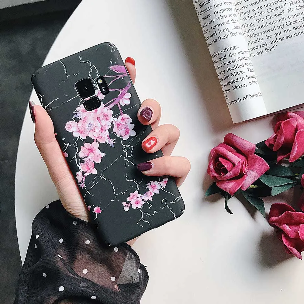 Чехол KISSCASE с цветочным узором для Samsung Galaxy Note 8 9 S8 S9 гладкий матовый Жесткий ПК