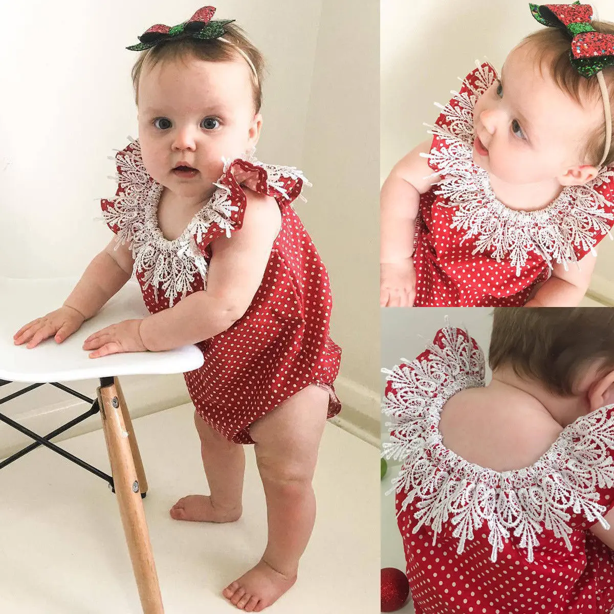 Emmababy/2019 Одежда для новорожденных девочек Кружевное боди без рукавов с оборками