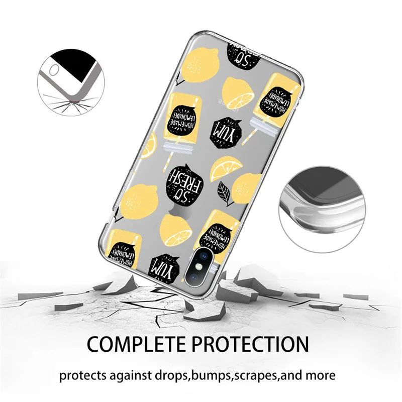 Прозрачный чехол USLION с рисунком арбуза и фруктов для iPhone X XS XR Xs Max мягкий