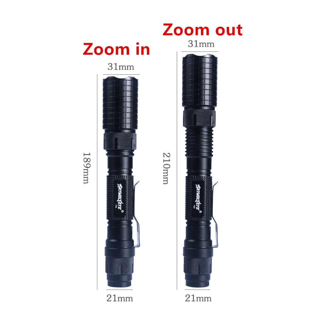 Powerful LED Flashlight Tactical 6000Lm XML T6 Torch light Zoomable Lanterna Waterproof 5 Modes 18650 Rechargeable battery | Освещение
