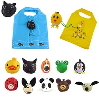 2020 new bags animal prints cute travel foldable handbag grocery tote storage reusable cat dog cute yellow animal shopping bags