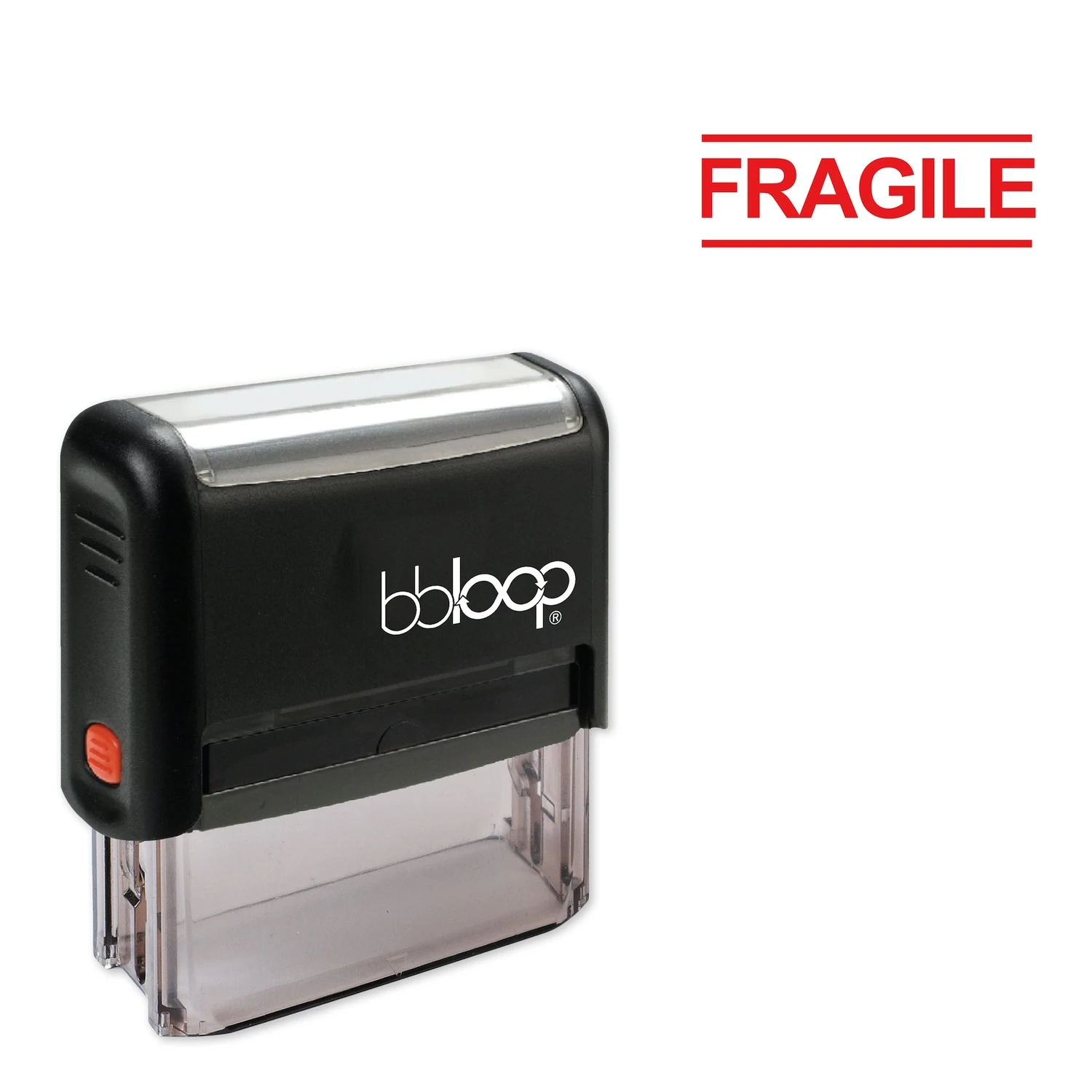 Bbloop Fragile w/text with block space below Style Font and Design Self-Ink