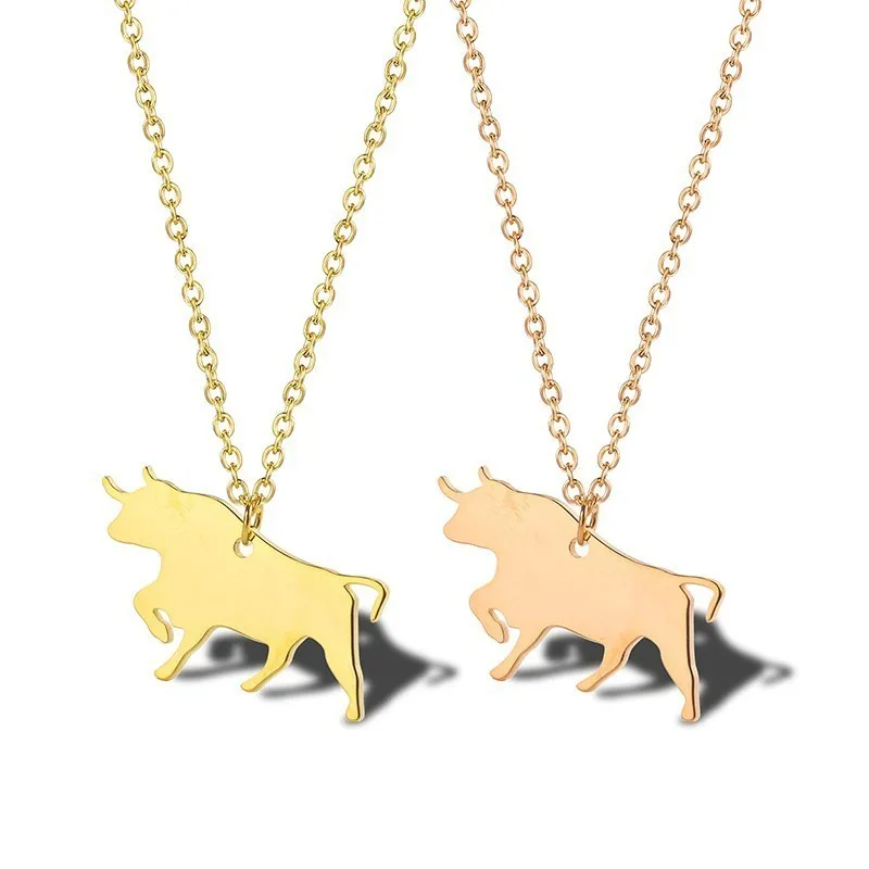 Stainless Steel Cow Necklace Cattle Jewelry Pet Faith Necklaces Farm Animal Pendant Bullfighter Lover Gift For Women Men | Украшения и