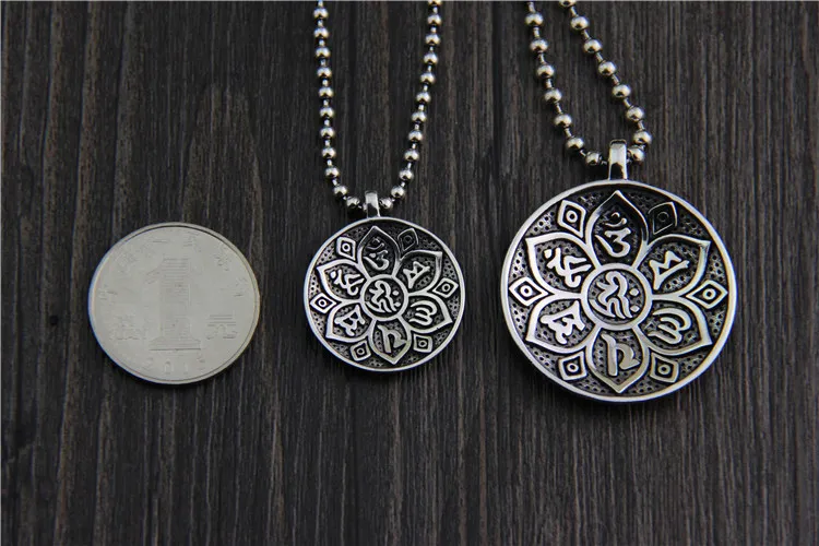 

Tibetan 925 Silver OM Mani Padme Hum Pendant necklace 925 sterling Buddhist Amulet Necklace Good Luck Tibetan Necklace