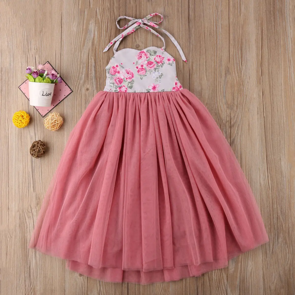Pudcooc Girl Dress Kids Lace Flower Maxi Long Princess Party Dresses Gown Formal | Детская одежда и обувь