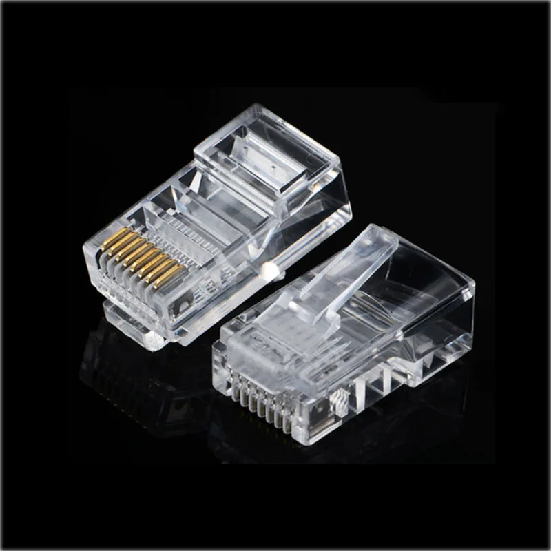 500 шт./лот Позолоченные RJ45 чистая сетевых кабелей модульный разъем Cat5 CAT5e |