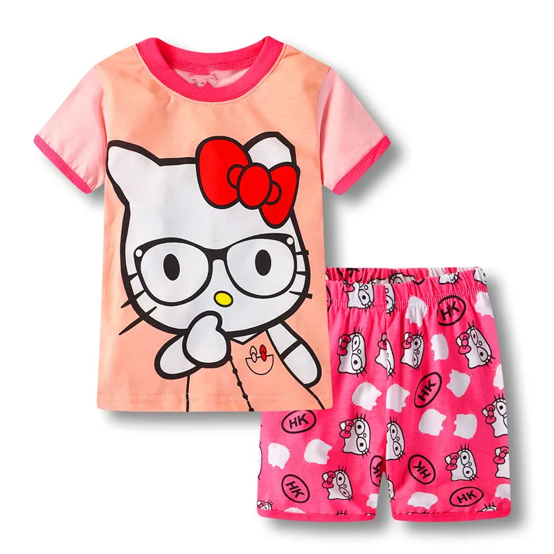 Cartoon Pajamas Sets Girls Summer Pyjamas Kids Short Sleeve Nightwear Baby Girl Sleepwear Pajama Homewear Infantil De55 | Детская одежда