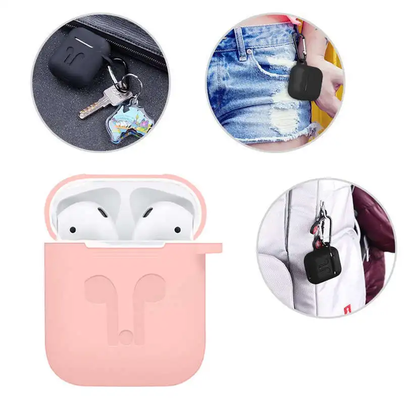 Силиконовый чехол Крышка с карабином из зернистой кожи брелок для Apple Airpods