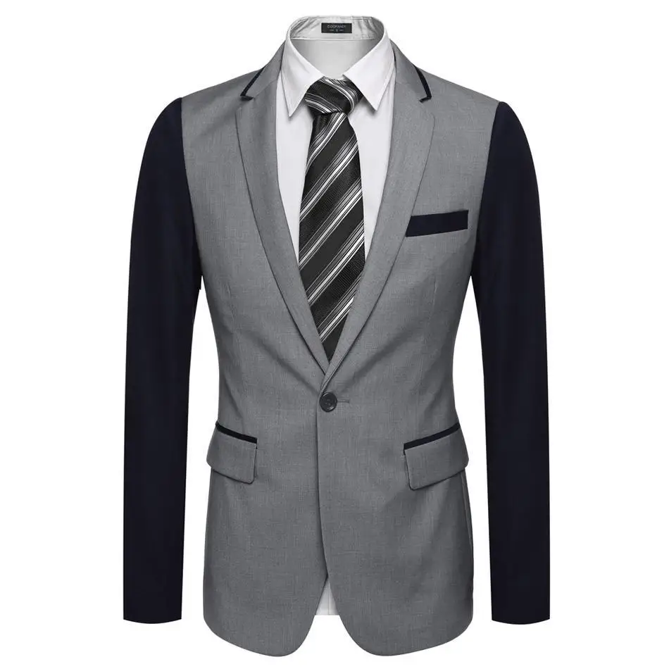 Coofandy для мужчин мода Slim Fit Нотч с длинным рукавом лоскутное повседневное одна