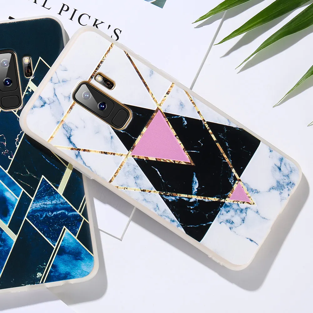 KISSCASE геометрический мраморный чехол для телефона Samsung Galaxy S9 S8 Note 9 8 S7 мягкий TPU A5 J3