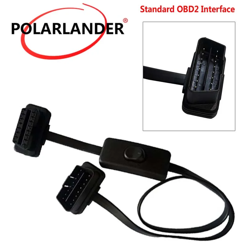 Оптовая продажа черный 16 Pin плоский тонкий OBD2 адаптер расширение elm327 папа к