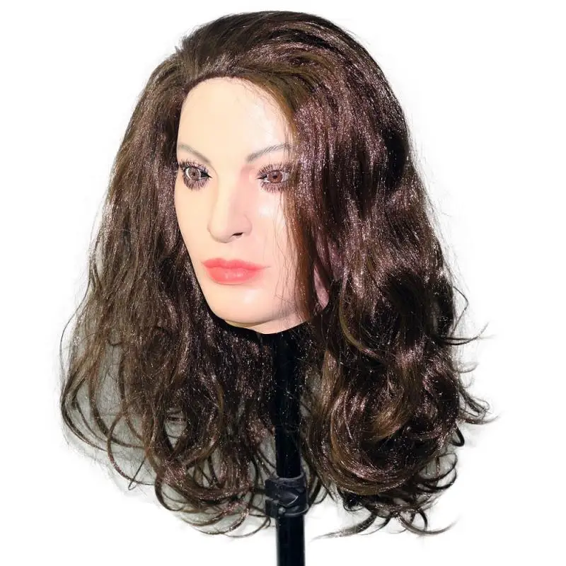 

2019 Hot Selling High Quality Fetish Rubber Woman Mask Realistic Cross Dress Halloween Party Dress Latex Young Lady Mask