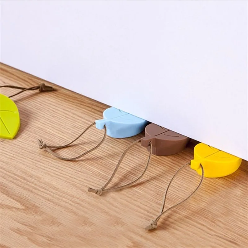 Cute Cartoon Leaf Style Door Stopper Silicon Doorstop Safety For Baby Home Decoration 4 Colors Holder Window Stop | Обустройство дома
