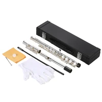 ammoon concert flute c key cupronickel silver plated 16 closed holes with case screwdriver wind instruments for beginner student