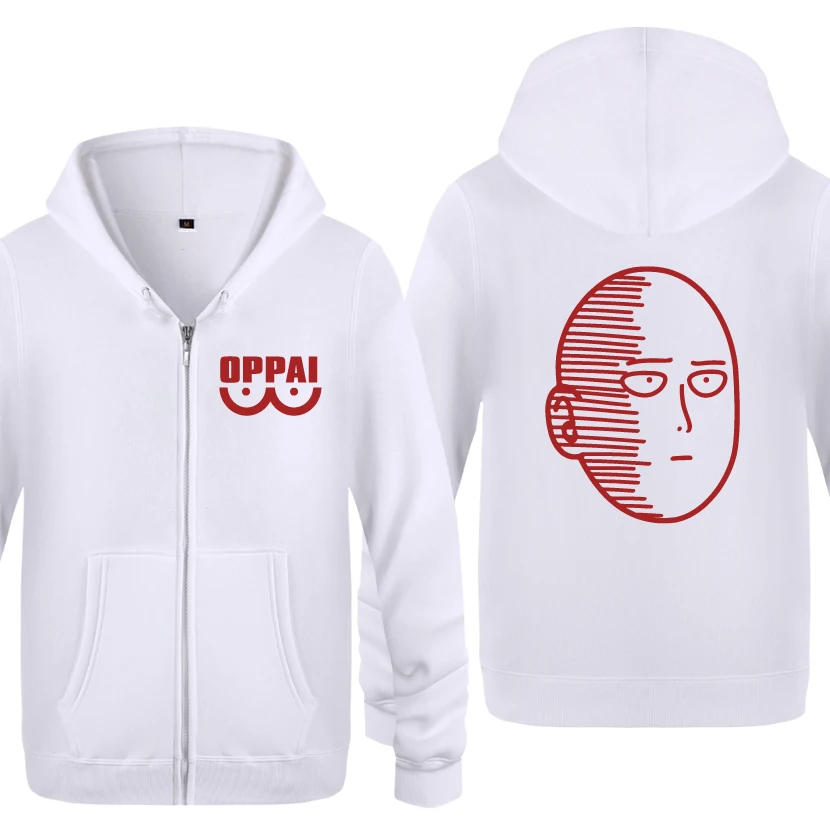 One Punch один Oppai с рисованным аниме кофты Для мужчин 2018 s капюшоном и застежкой