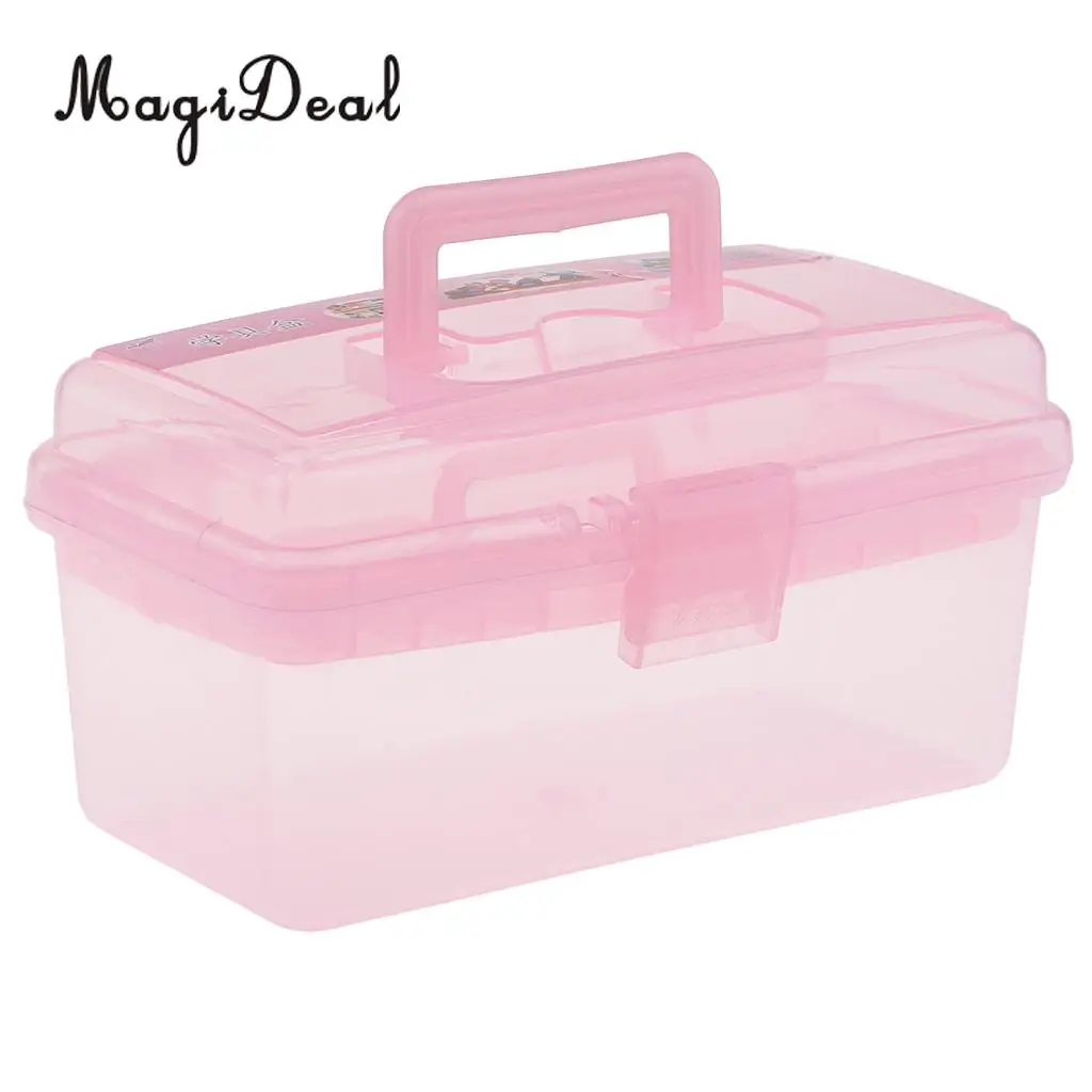 Transparent Storage Case Plastic 2 Layers Multi-functional Box Tool Organizer Container with Handle Use for Home | Дом и сад