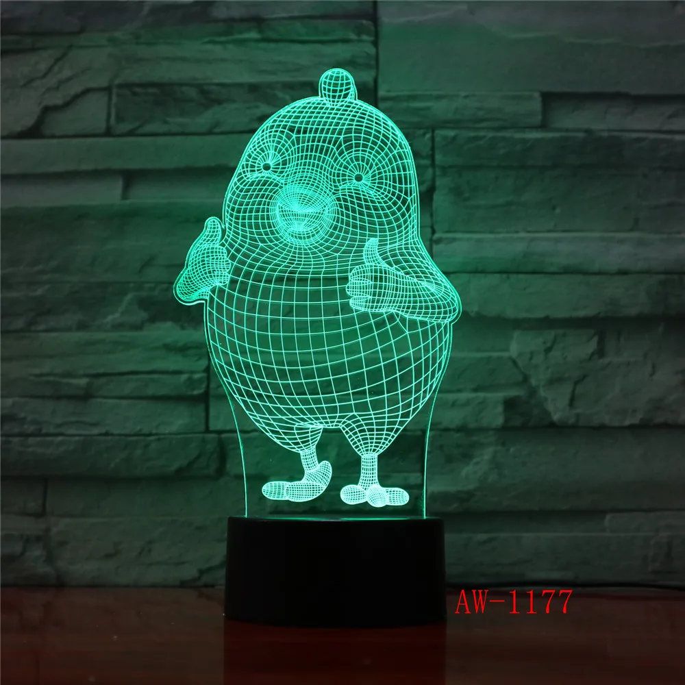 Милый мультяшный цыпленок с большим пальцем 3D ночник настольная лампа для