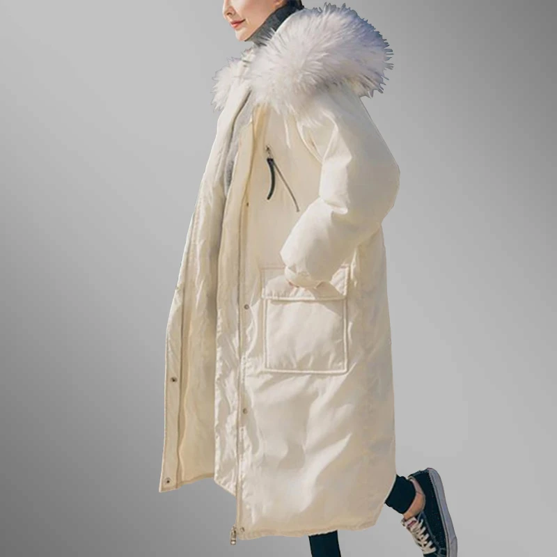 Women Winter Coat Thicken Padded Parkas Hooded 2018 Warm Fox Fur Collar Cotton Long Jacket High Quality Wadded Outerwear PJ307 | Женская