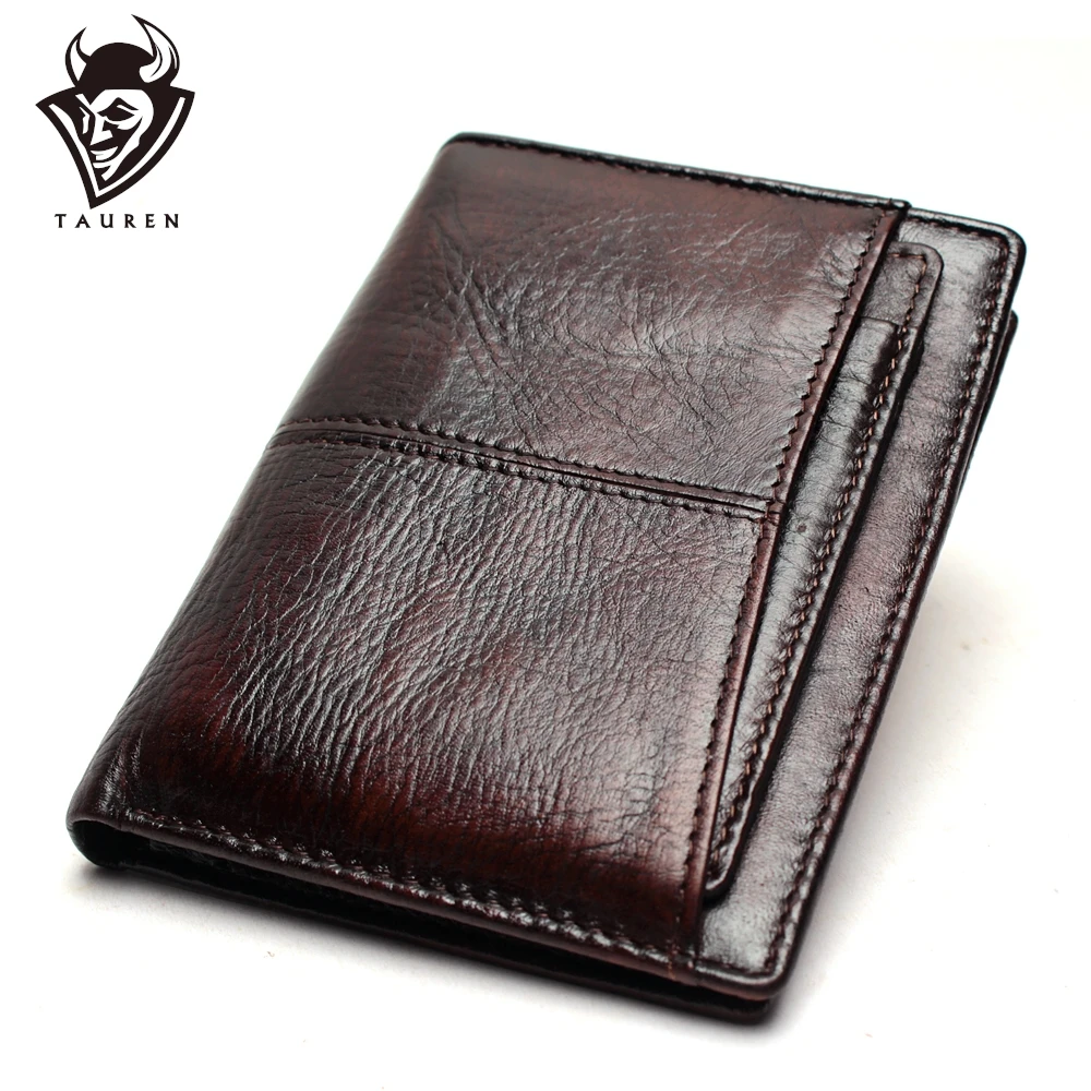 

Promo Wallet Vintage Genuine Leather Men's Short Ultra-Thin RFID Credit Card Purse